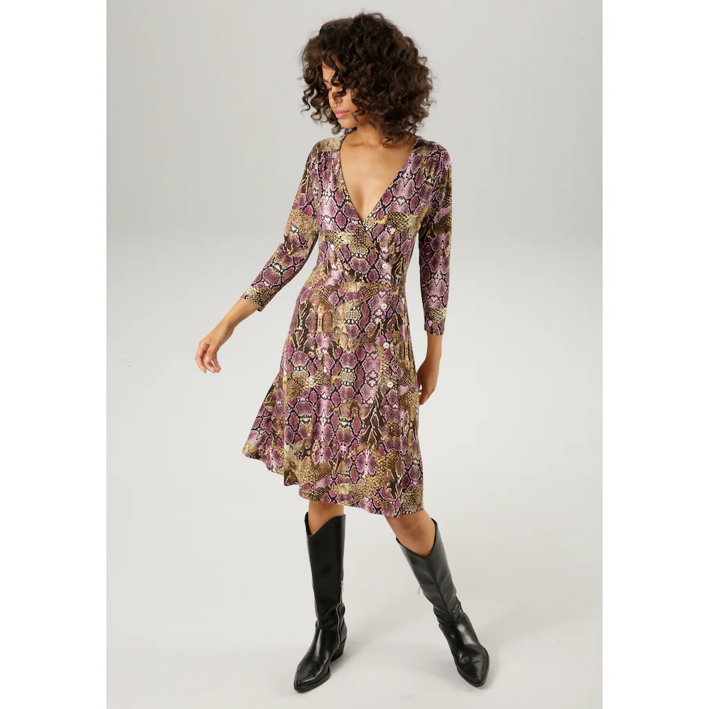 Aniston CASUAL Jerseykleid Mit Extravagantem Farbenfrohen Schlangen-Print