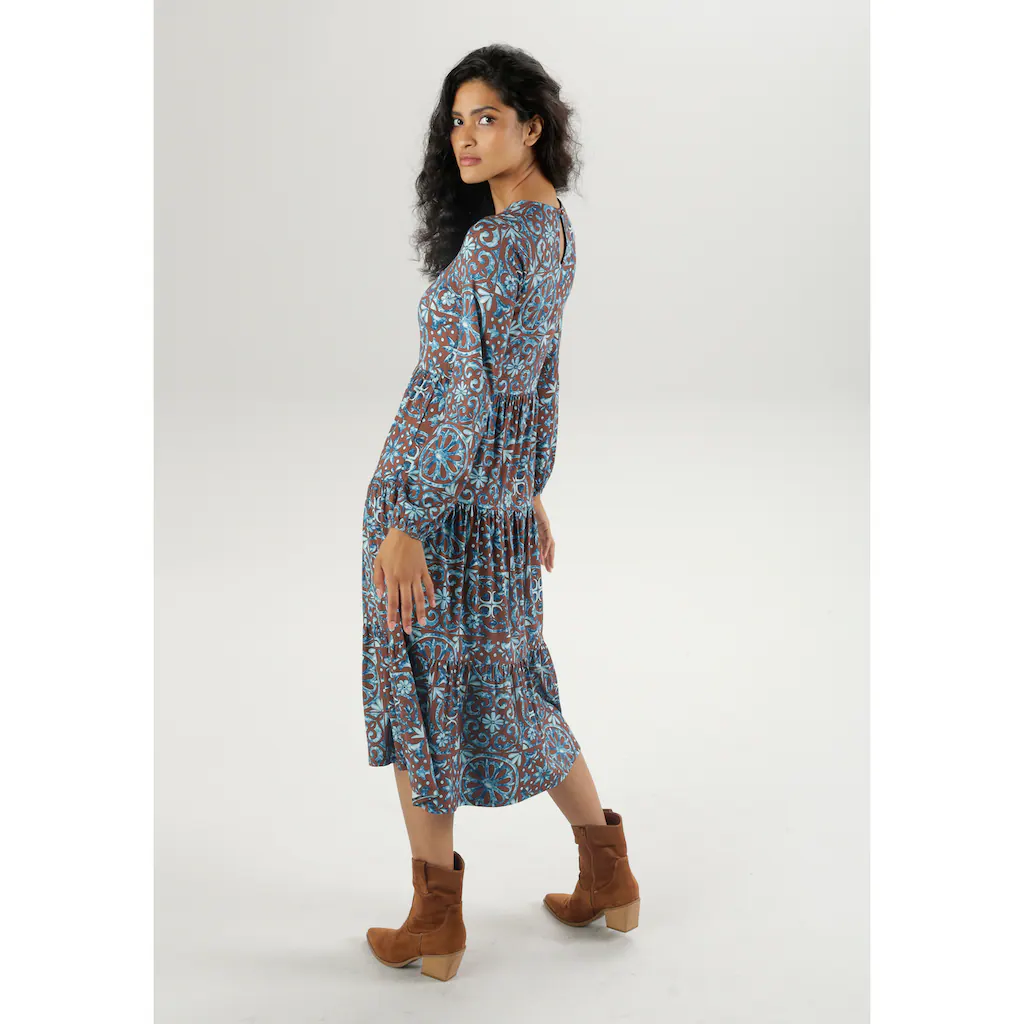 Aniston CASUAL Jerseykleid Mit Extravaganten Druck - Jedes Teil Ein Unikat