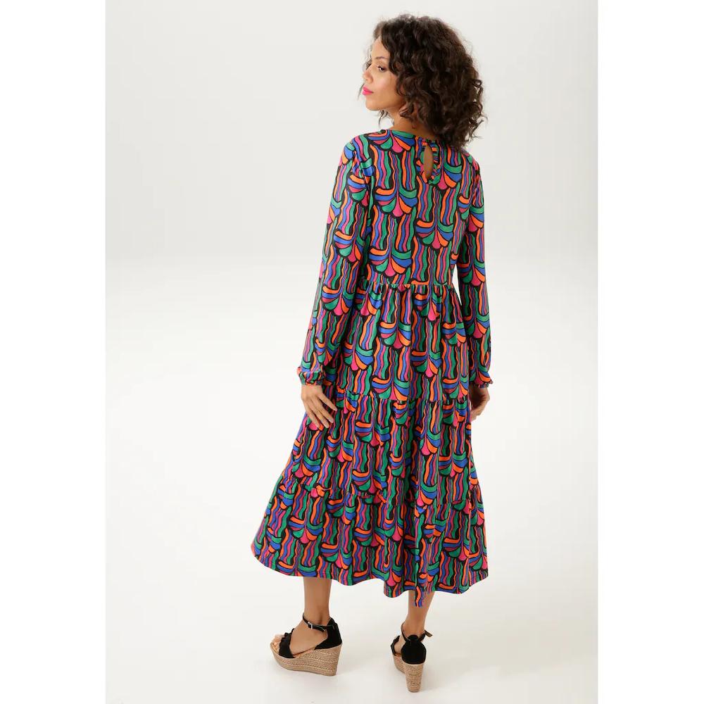 Aniston CASUAL Jerseykleid Mit Farbenfrohem Graphischem Druck