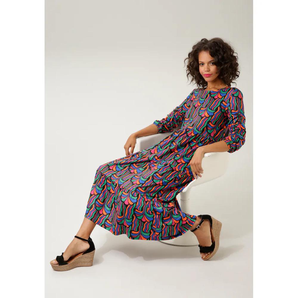 Aniston CASUAL Jerseykleid Mit Farbenfrohem Graphischem Druck