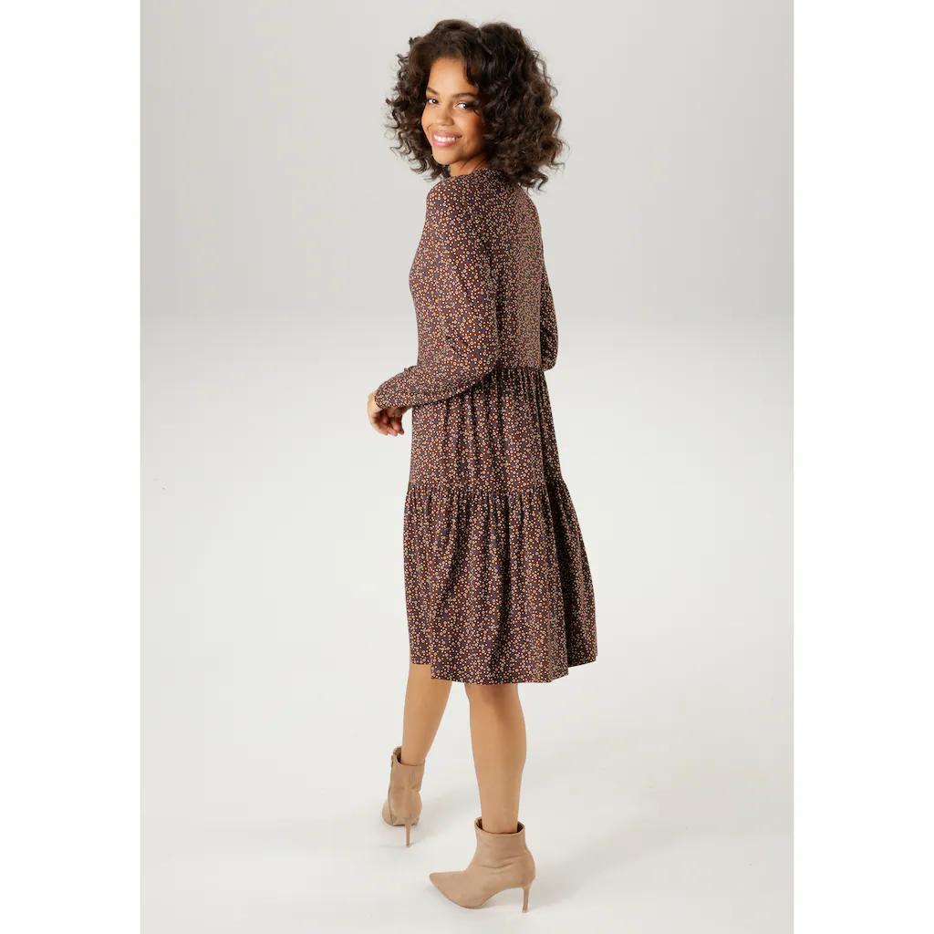 Aniston CASUAL Jerseykleid Mit Trendfarbigen Grafischen Allover-Druck