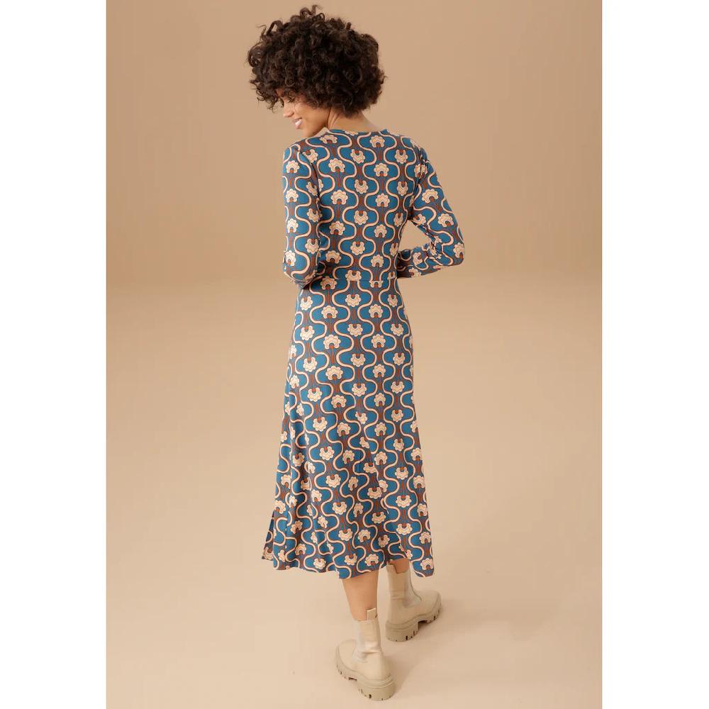 Aniston CASUAL Jerseykleid Mit Trendigem Retromuster Bedruckt