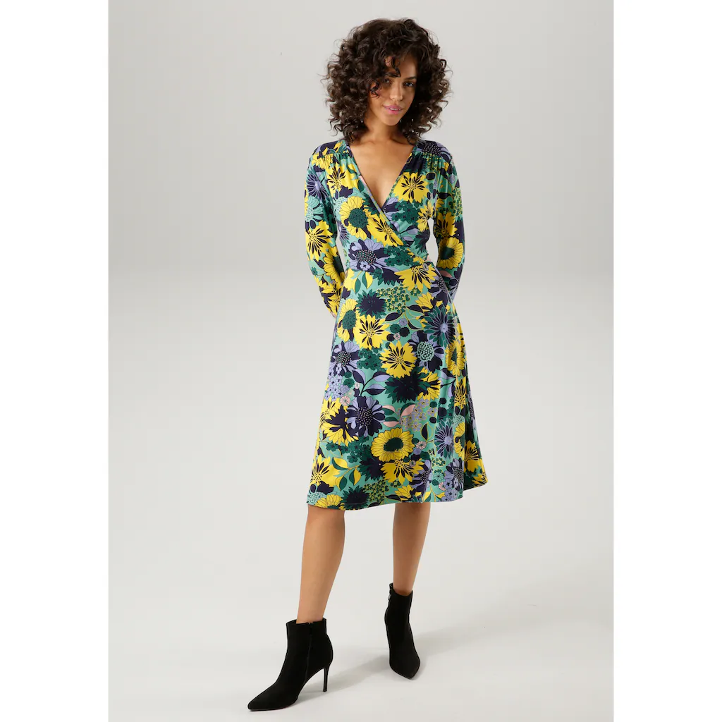 Aniston CASUAL Jerseykleid mit V-Ausschnitt in Wickel-Optik