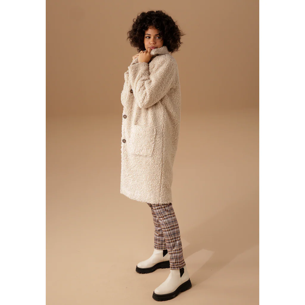 Aniston CASUAL Kurzmantel In Plüsch-Optik