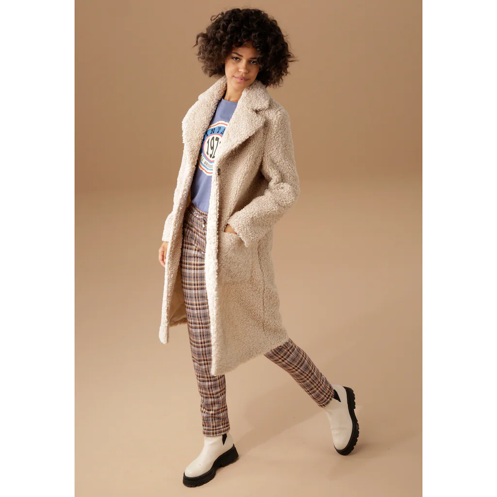 Aniston CASUAL Kurzmantel in Plüsch-Optik