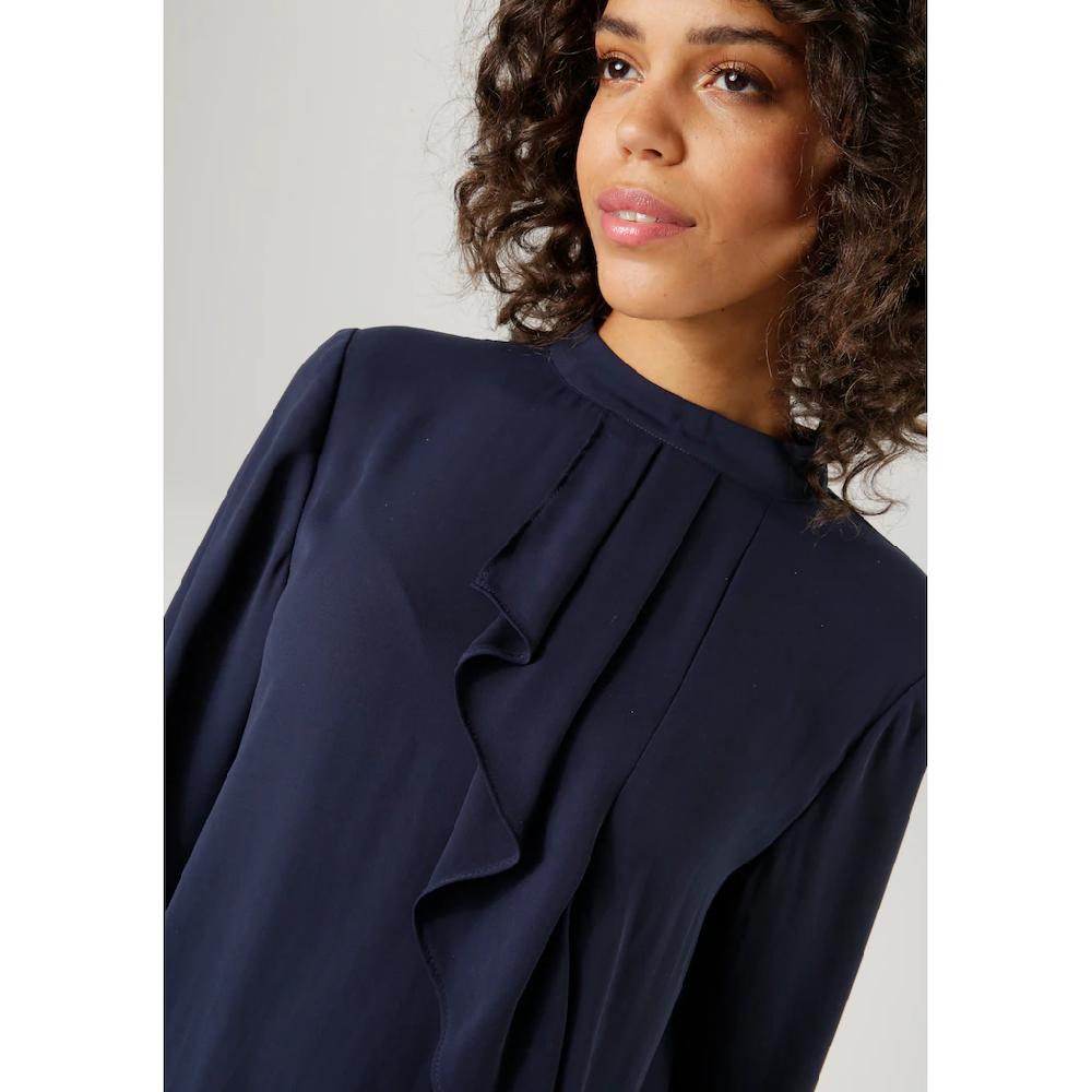 Aniston CASUAL Langarmbluse Mit Kleinem Volant Im Vorderteil