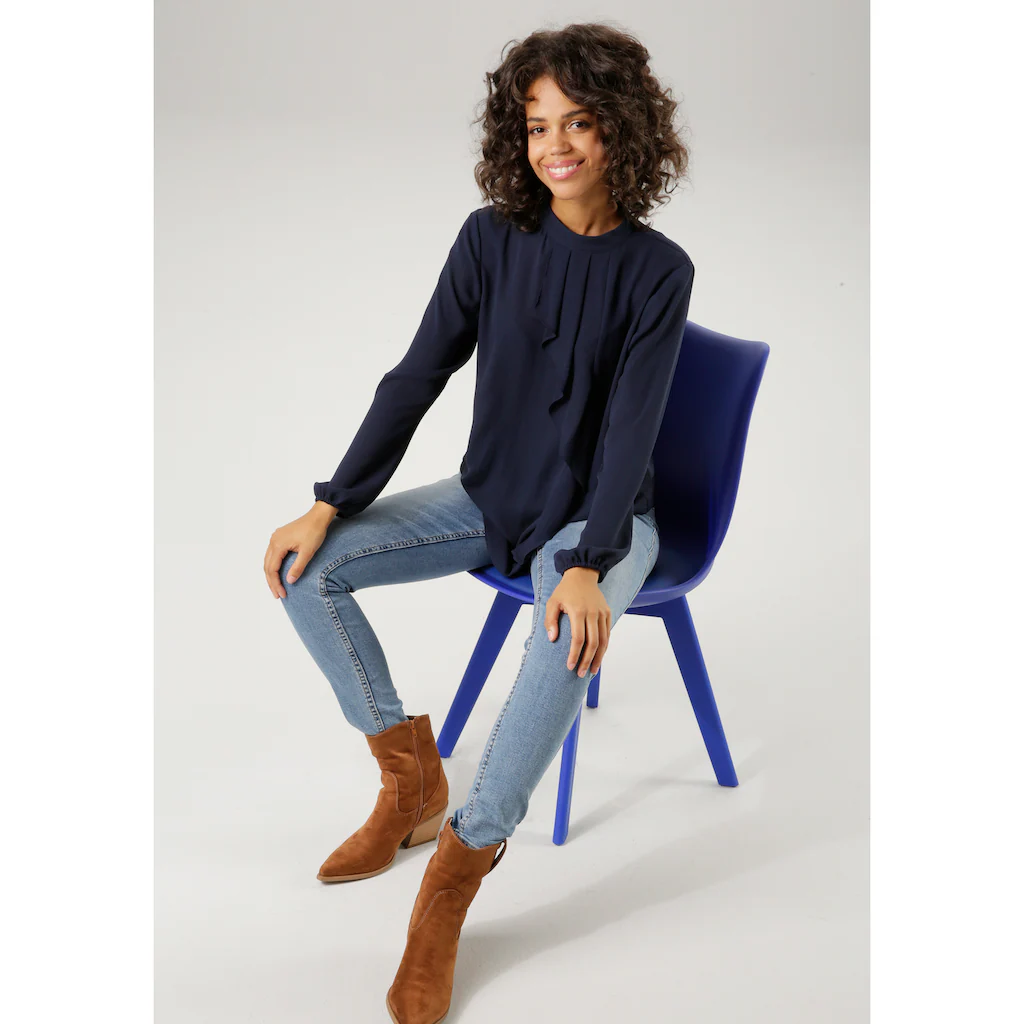 Aniston CASUAL Langarmbluse Mit Kleinem Volant Im Vorderteil