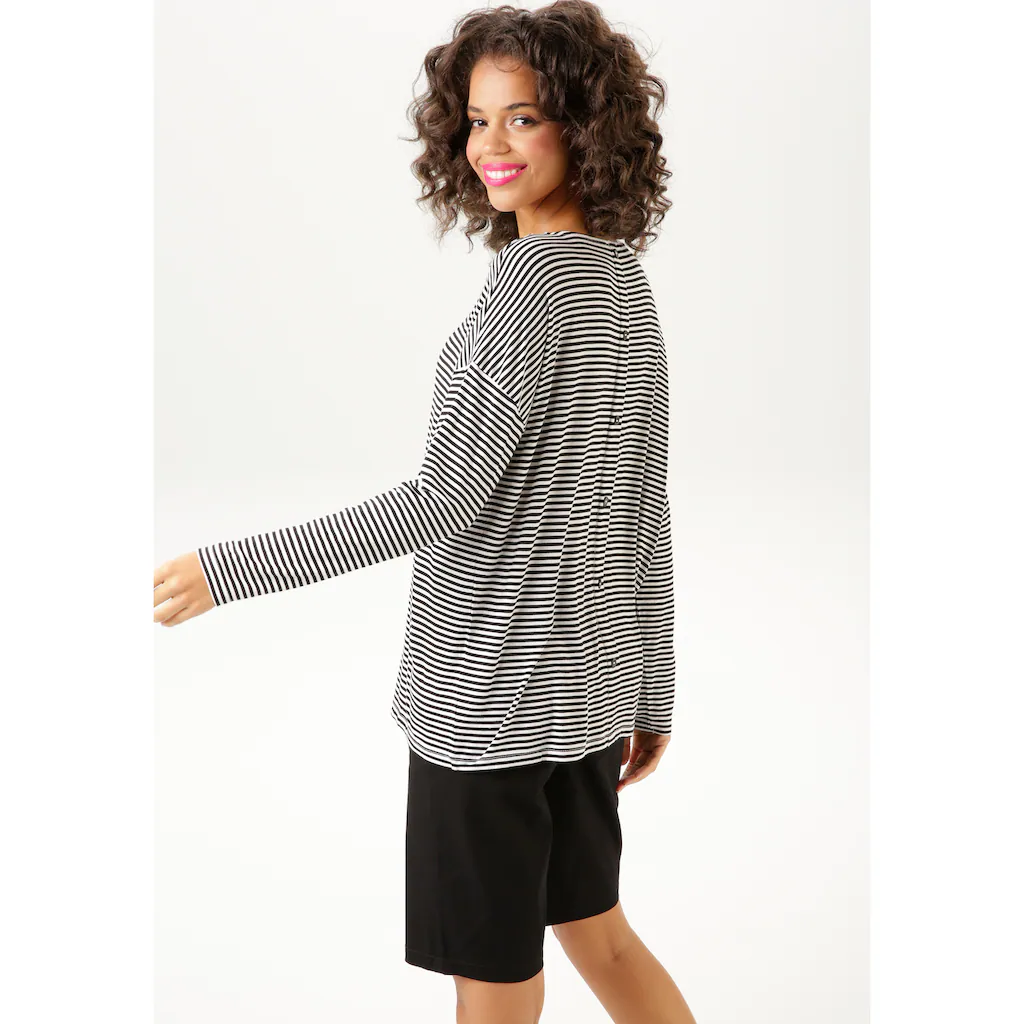 Aniston CASUAL Langarmshirt Der Clou: Die Fake-Knopfleiste Im Rücken