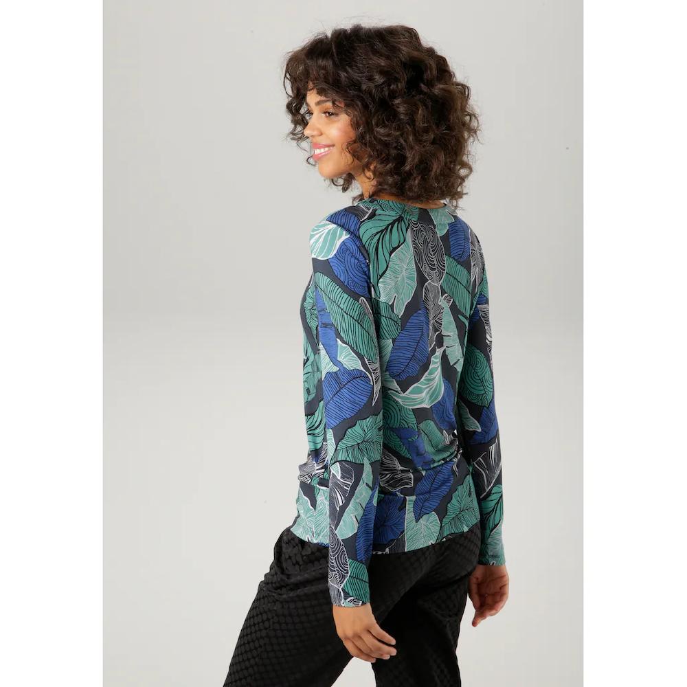 Aniston CASUAL Langarmshirt Mit Farbharmonischen Blättern Bedruckt