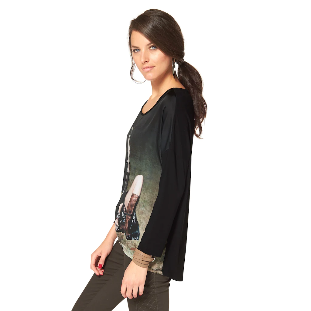 Aniston CASUAL Langarmshirt Mit Femininem Frontdruck