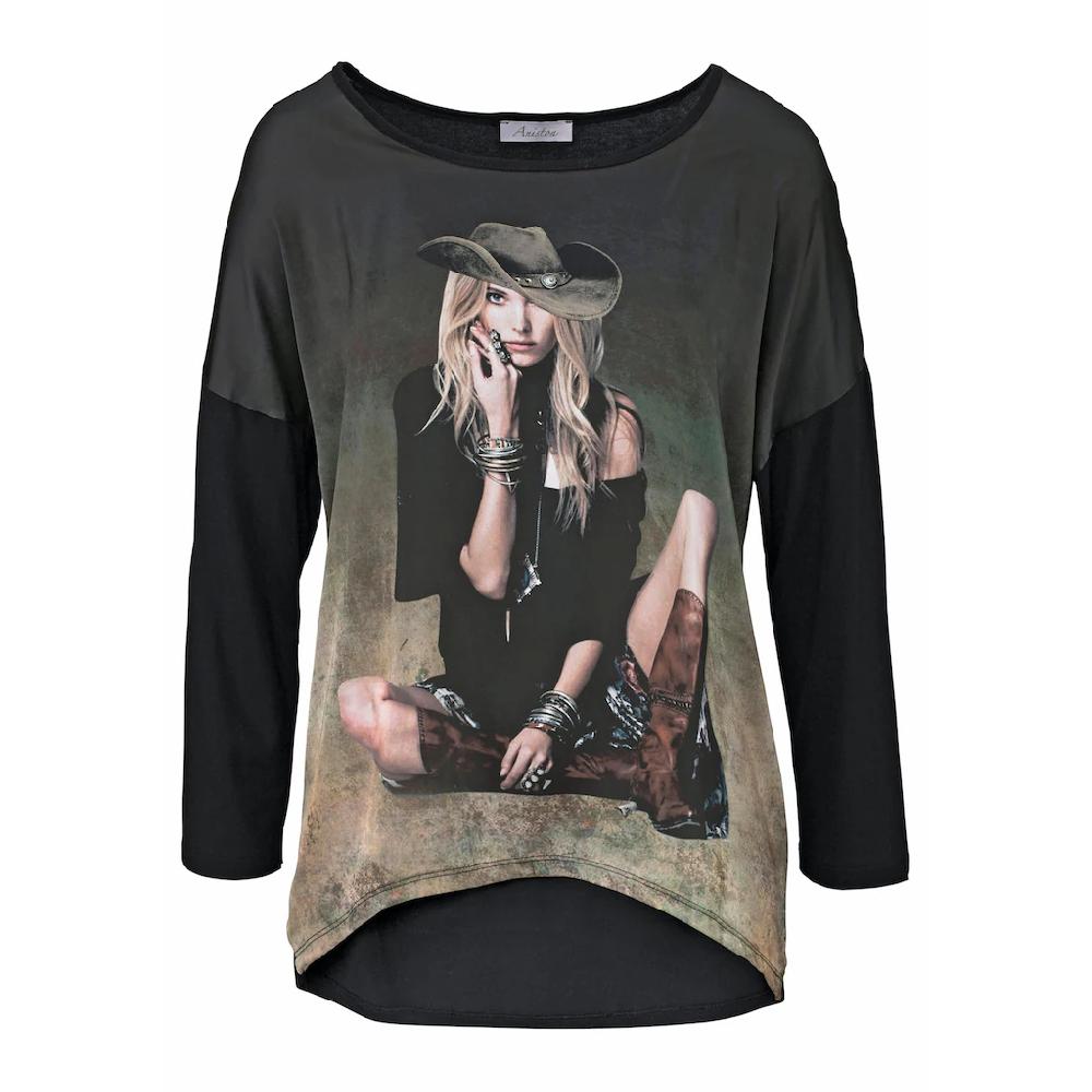 Aniston CASUAL Langarmshirt Mit Femininem Frontdruck