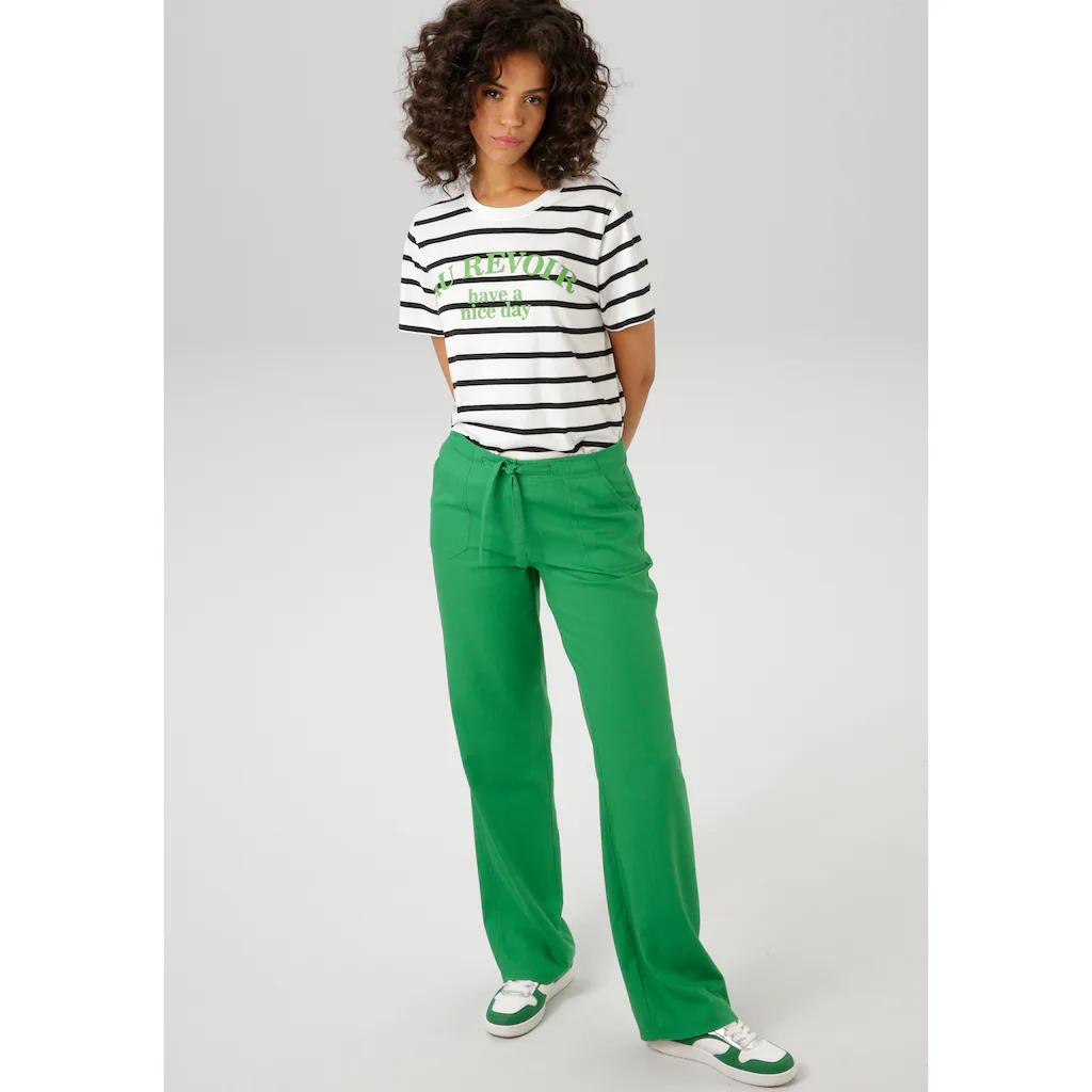 Aniston CASUAL Leinenhose Mit Bindeband