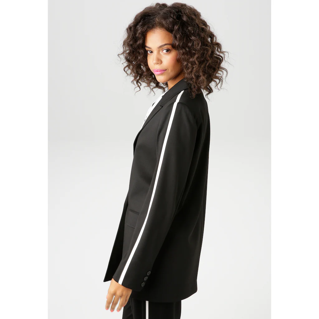 Aniston CASUAL Longblazer Mit Trendigem Streifen An Schulter Und Den Ärmeln - NEUE KOLLEKTION