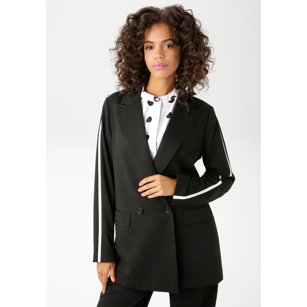 Aniston CASUAL Longblazer mit trendigem Streifen an Schulter und den Ärmeln - NEUE KOLLEKTION