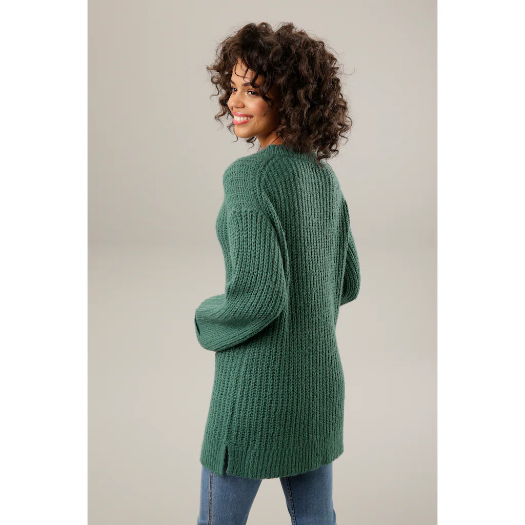 Aniston CASUAL Longpullover Mit Fixierten Umschlag An Den Langen Ärmeln