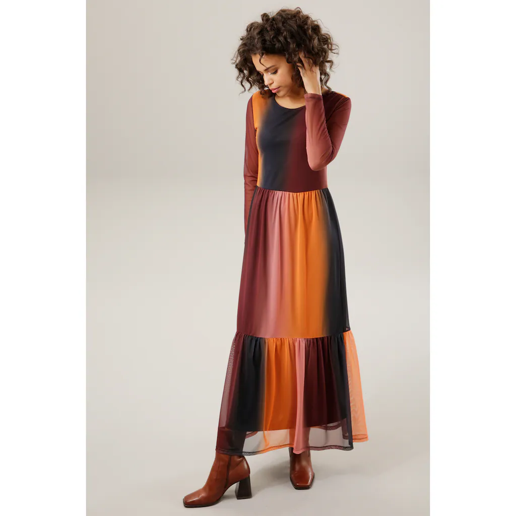 Aniston CASUAL Maxikleid In Trendigen Gewürzfarben Im Farbverlauf