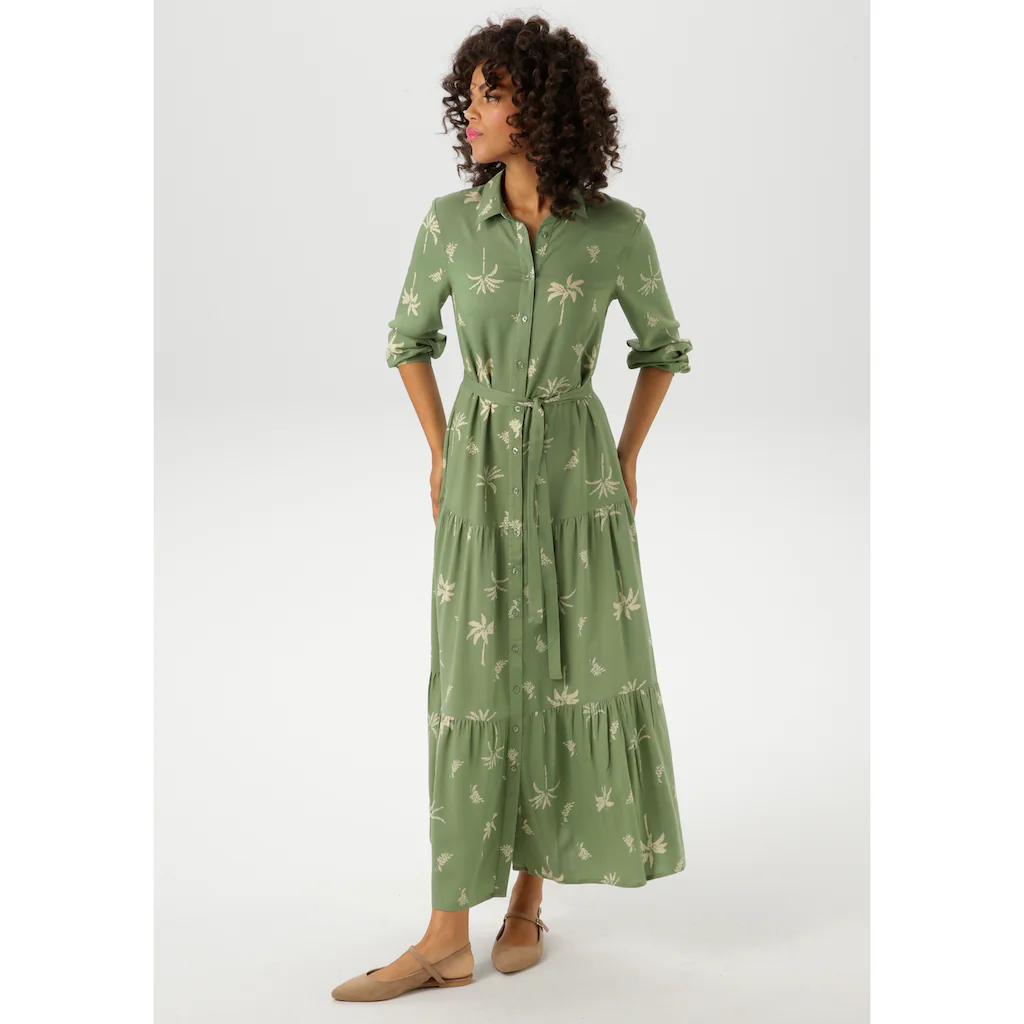 Aniston CASUAL Maxikleid (mit abnehmbarem Bindeband) mit Palmen bedruckt - jedes Teil ein Unikat - NEUE KOLLEKTION Aniston CASUAL Maxikleid (mit abnehmbarem Bindeband) mit Palmen bedruckt - jedes Teil ein Unikat - NEUE KOLLEKTION
