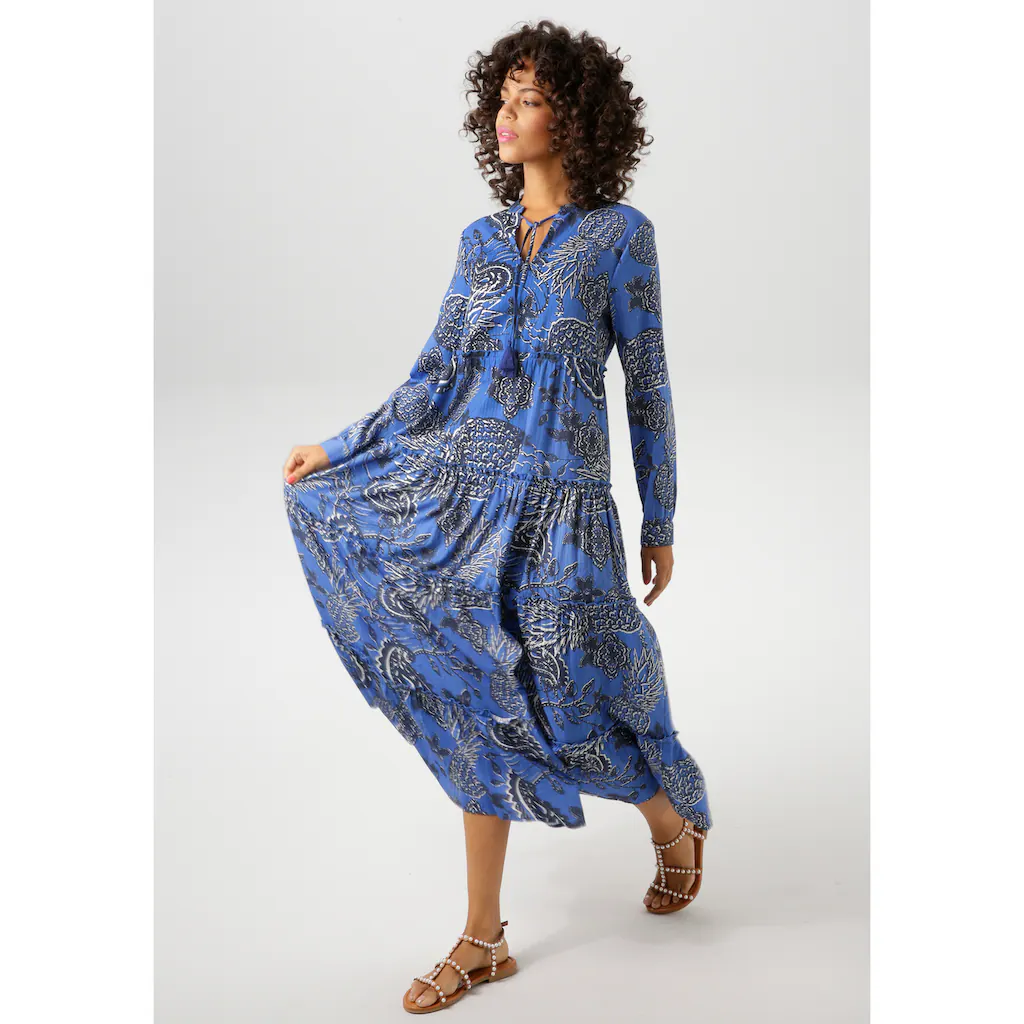 Aniston CASUAL Maxikleid Mit Extravagantem Großflächigen Druck - NEUE KOLLEKTION
