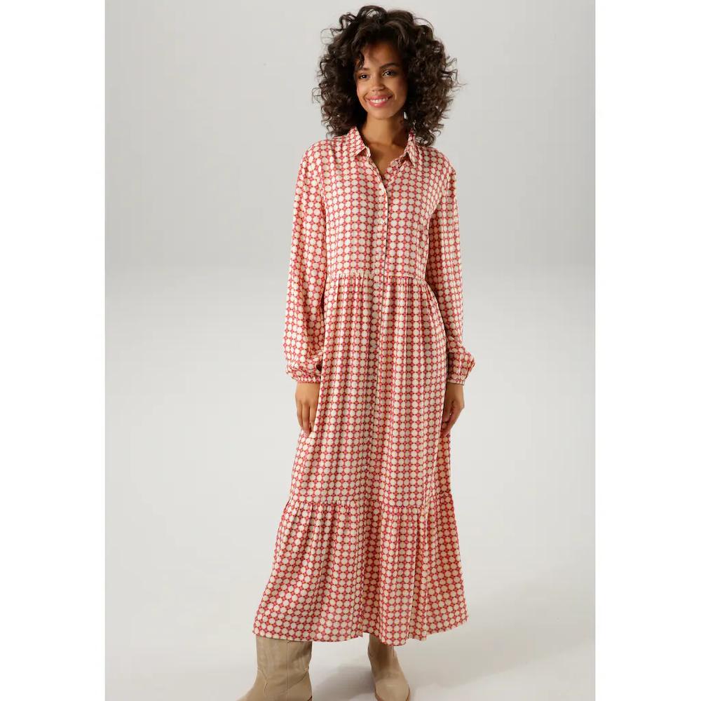 Aniston CASUAL Maxikleid Mit Farbharmonischem Retro-Muster