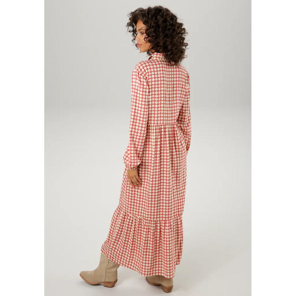 Aniston CASUAL Maxikleid Mit Farbharmonischem Retro-Muster