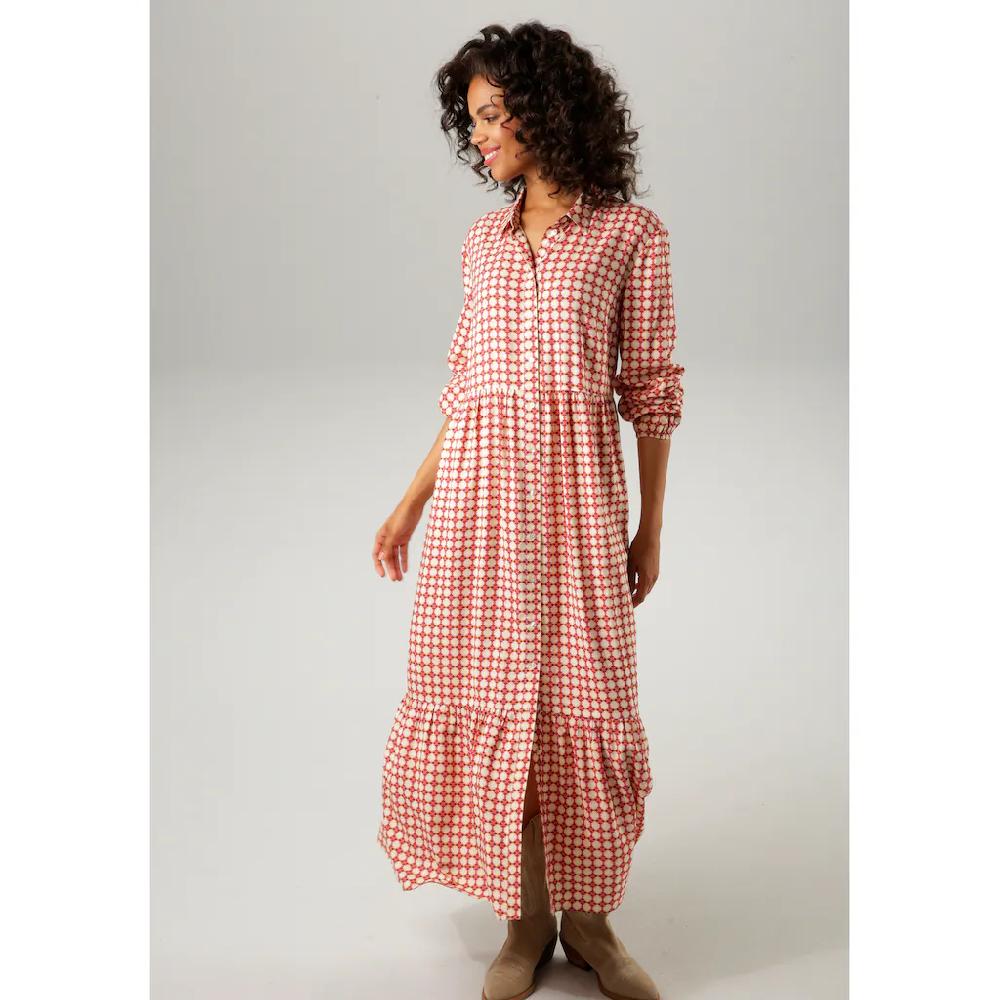 Aniston CASUAL Maxikleid mit farbharmonischem Retro-Muster