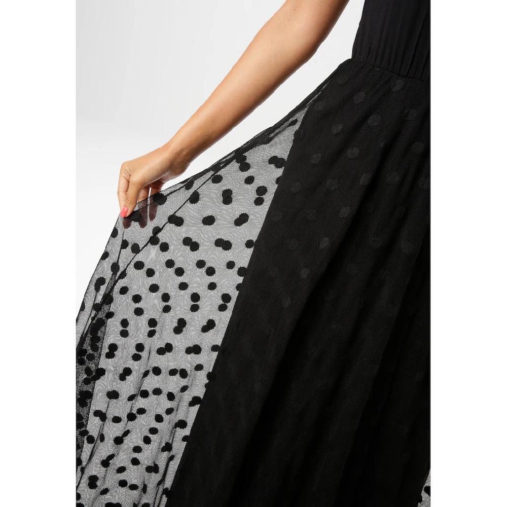 Aniston CASUAL Maxikleid Mit Getupften Mesh Verziertem Rockteil - NEUE KOLLEKTION