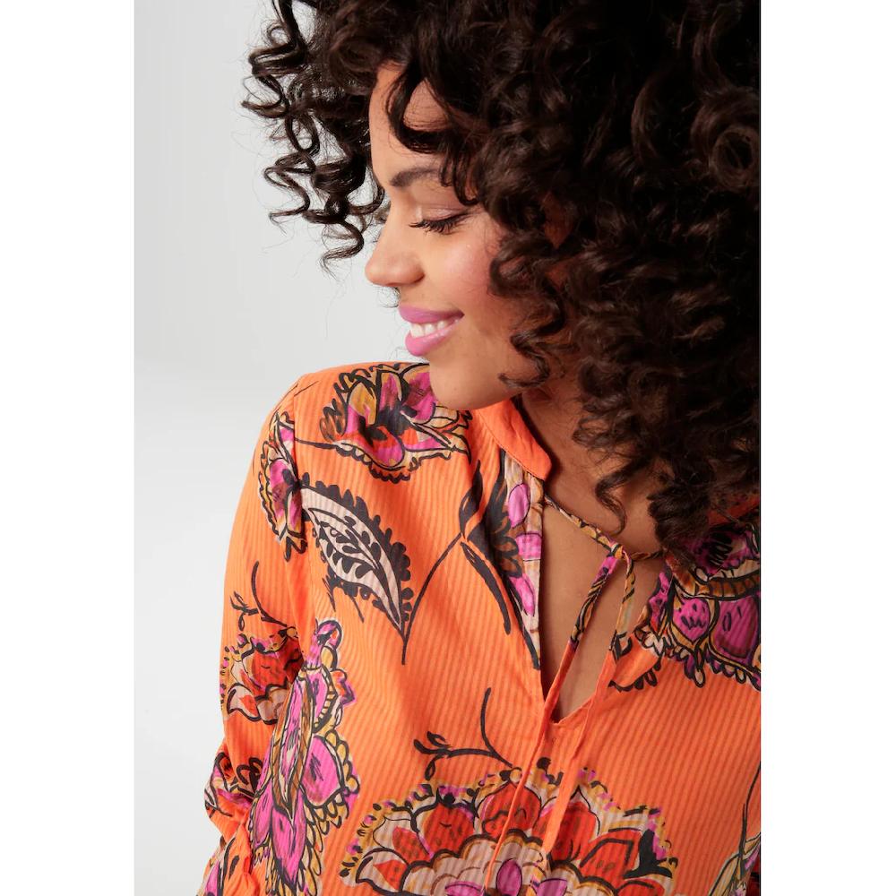 Aniston CASUAL Maxikleid Mit Großflächigem Blumen Auf Strukturierter Ware - NEUE KOLLEKTION