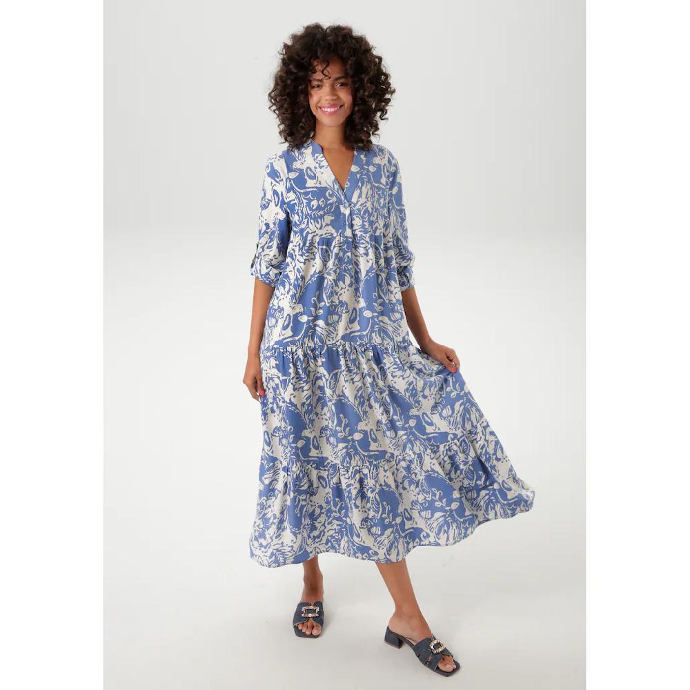 Aniston CASUAL Maxikleid mit großflächigem. grafischen Blumendruck - NEUE KOLLEKTION