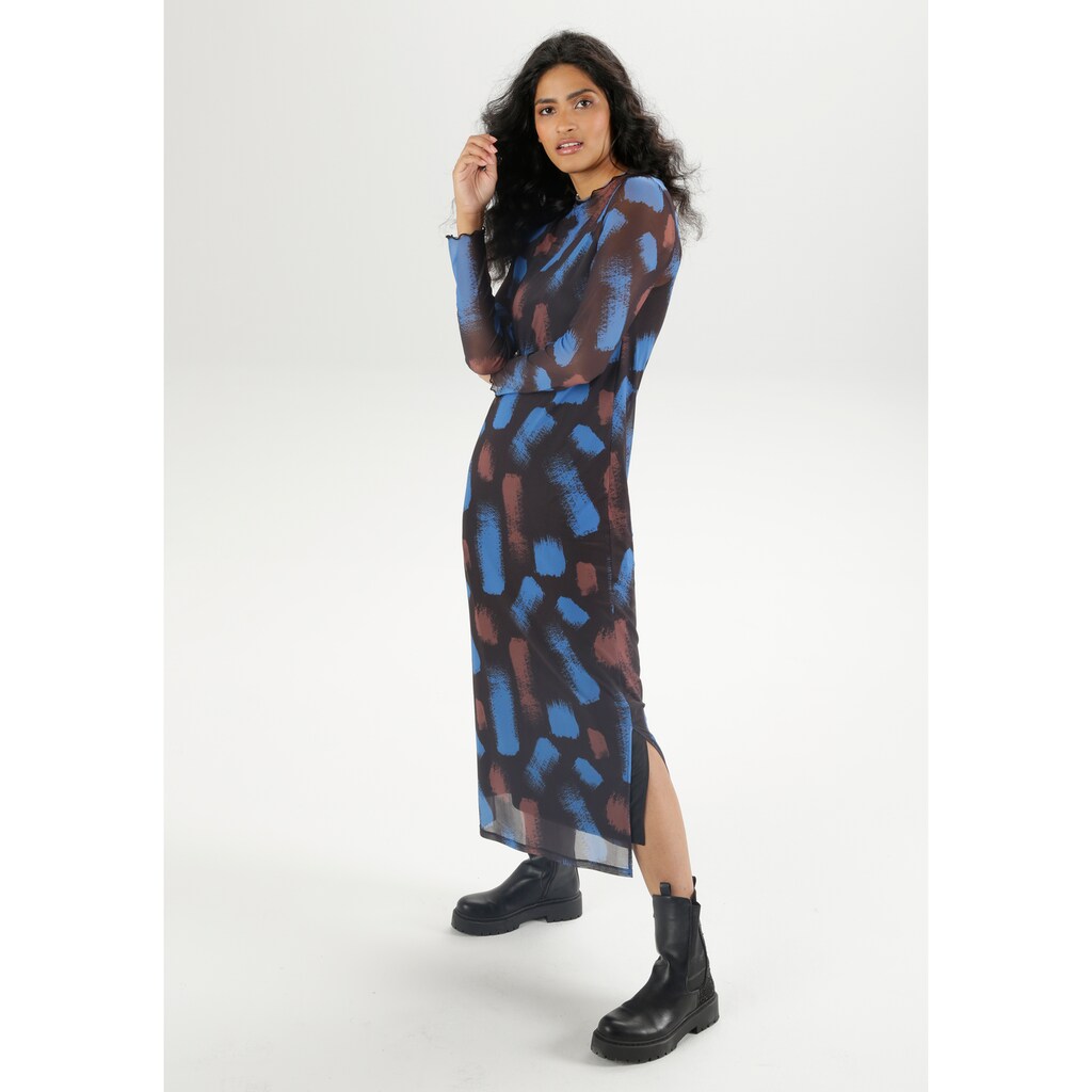 Aniston CASUAL Maxikleid (mit Jersey-Unterkleid) Mit Farbharmonischem Grafischen Druck
