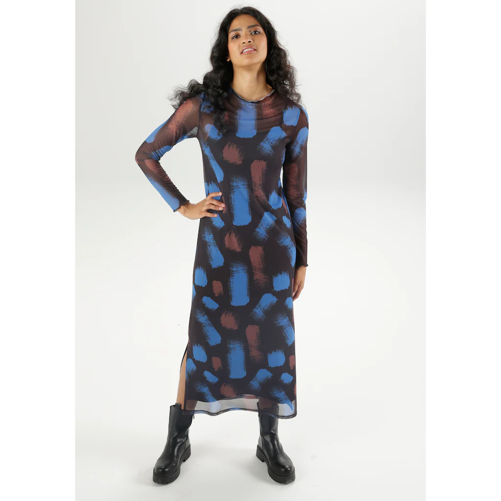 Aniston CASUAL Maxikleid (mit Jersey-Unterkleid) mit farbharmonischem grafischen Druck