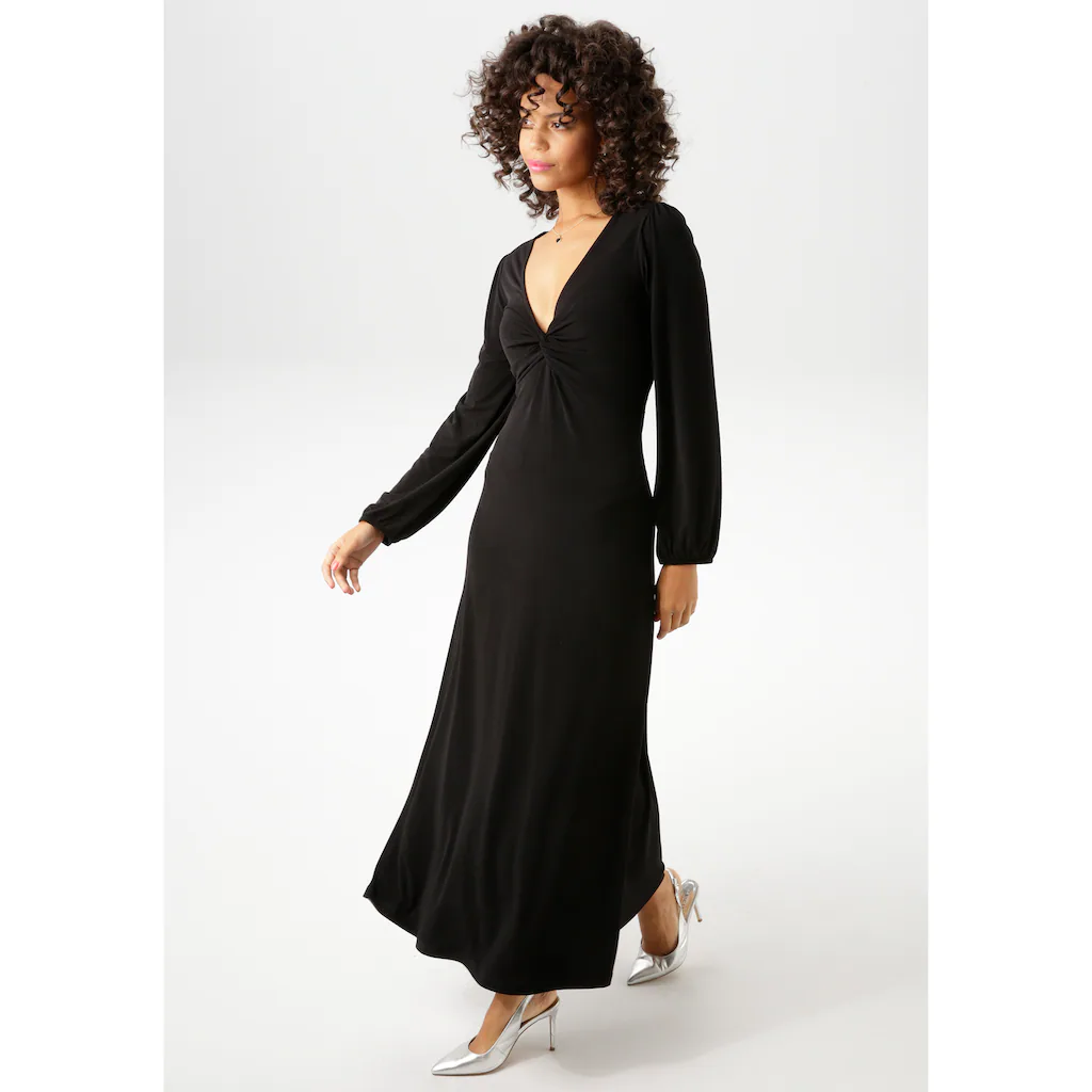 Aniston CASUAL Maxikleid mit raffiniertem Knoten am Dekolleté - NEUE KOLLEKTION
