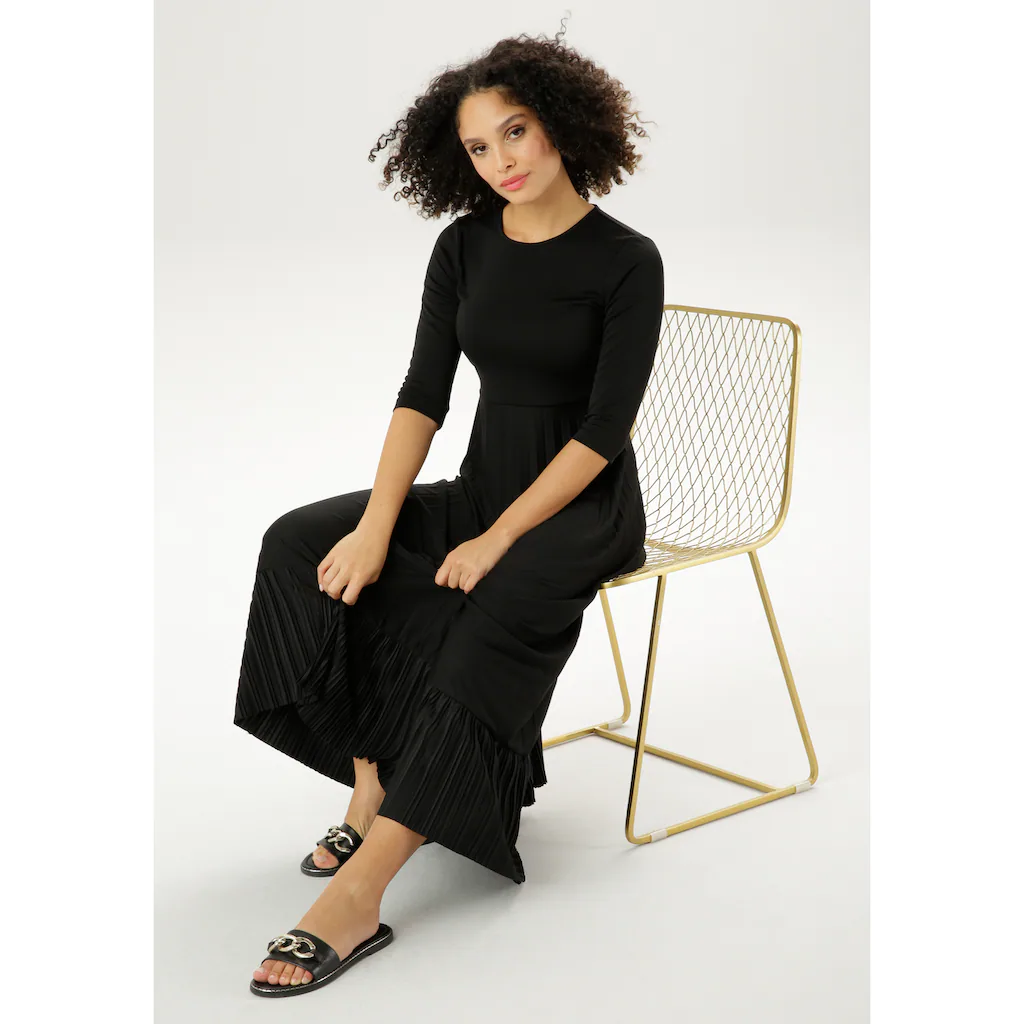 Aniston CASUAL Maxikleid Rockteil Mit Volant Aus Plissee