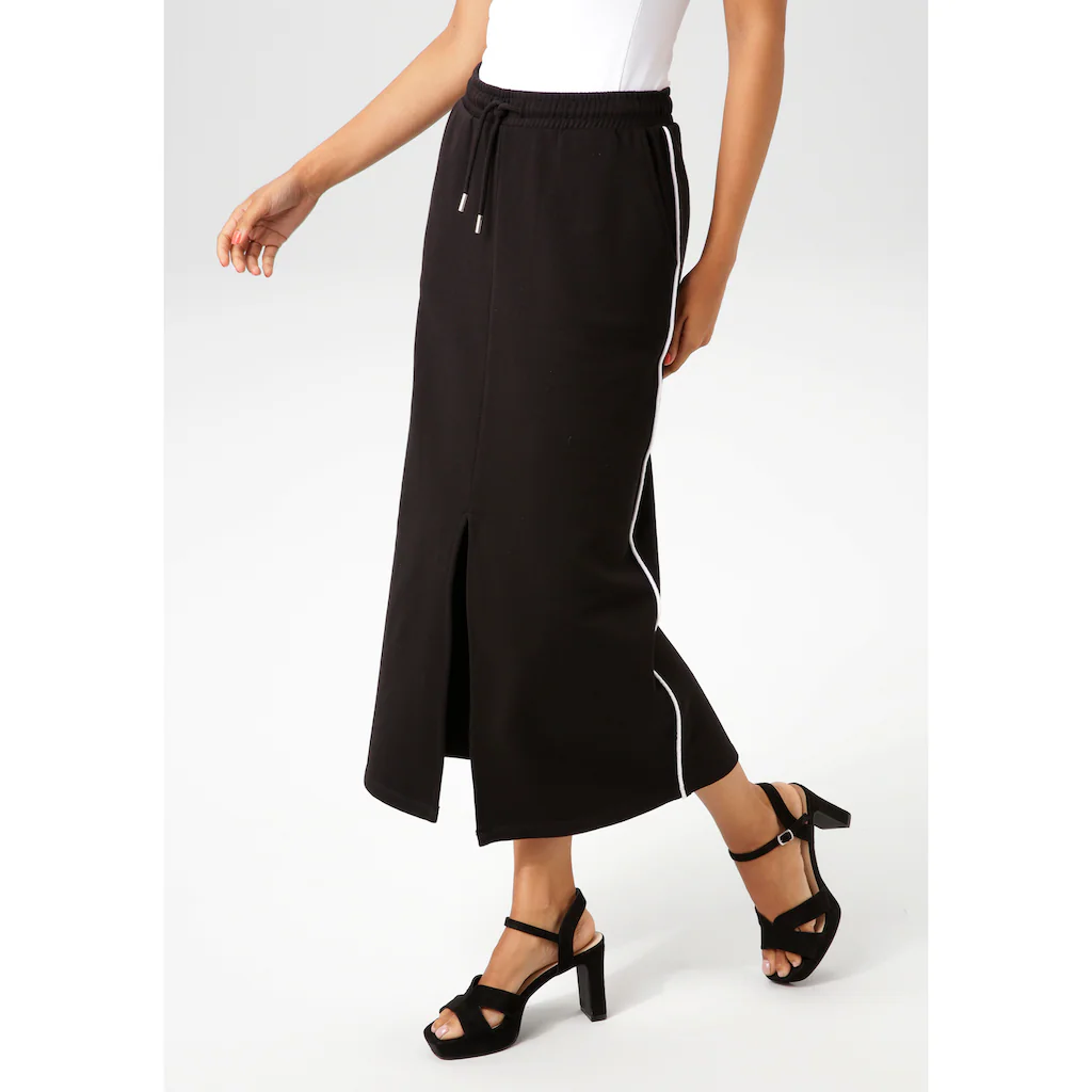 Aniston CASUAL Maxirock mit kontrastfarbigen Piping an den Seitennähten - NEUE KOLLEKTION