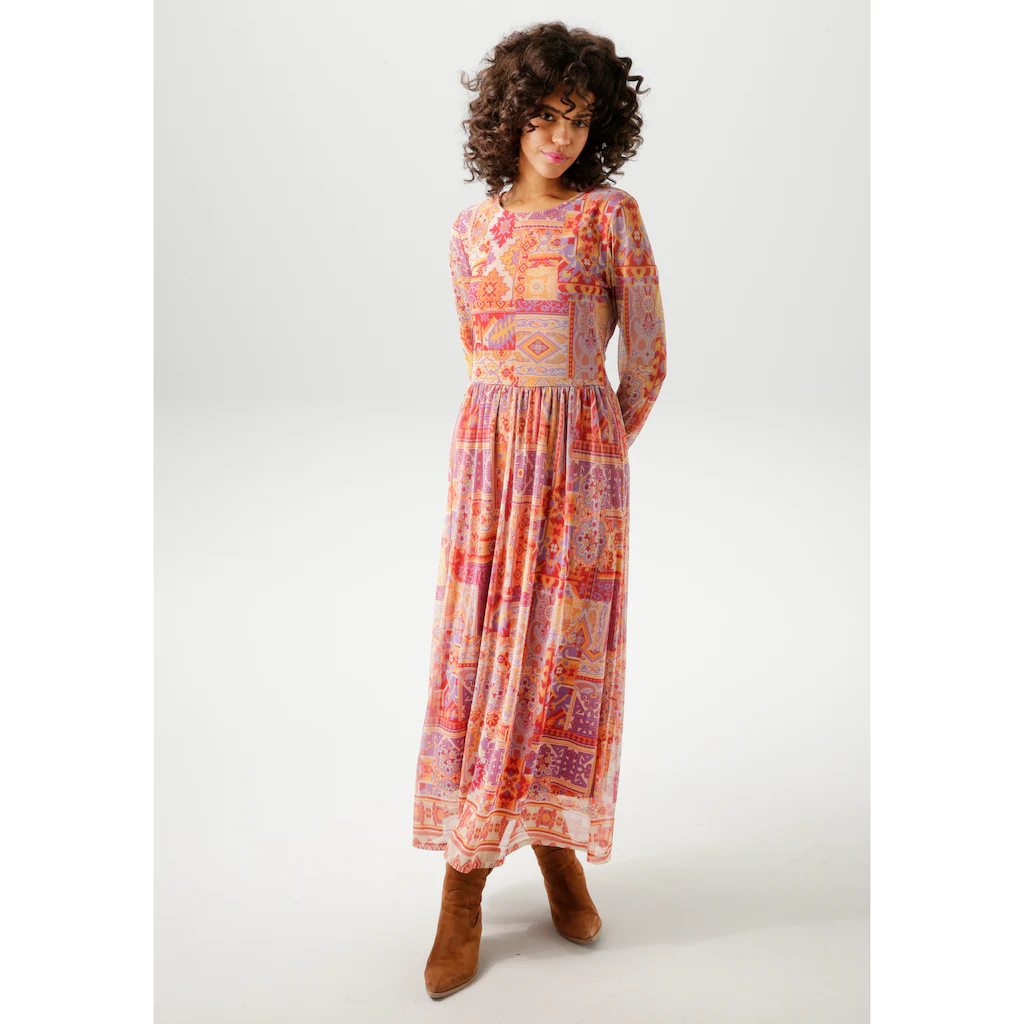 Aniston CASUAL Midikleid mit farbharmonischem Ethno-Druck - NEUE KOLLEKTION