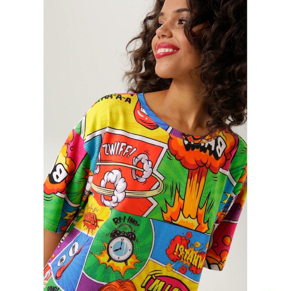 Aniston CASUAL Minikleid Mit Coolen Comic-Drucken