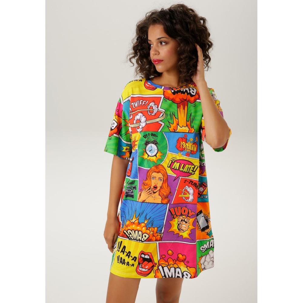 Aniston CASUAL Minikleid mit coolen Comic-Drucken