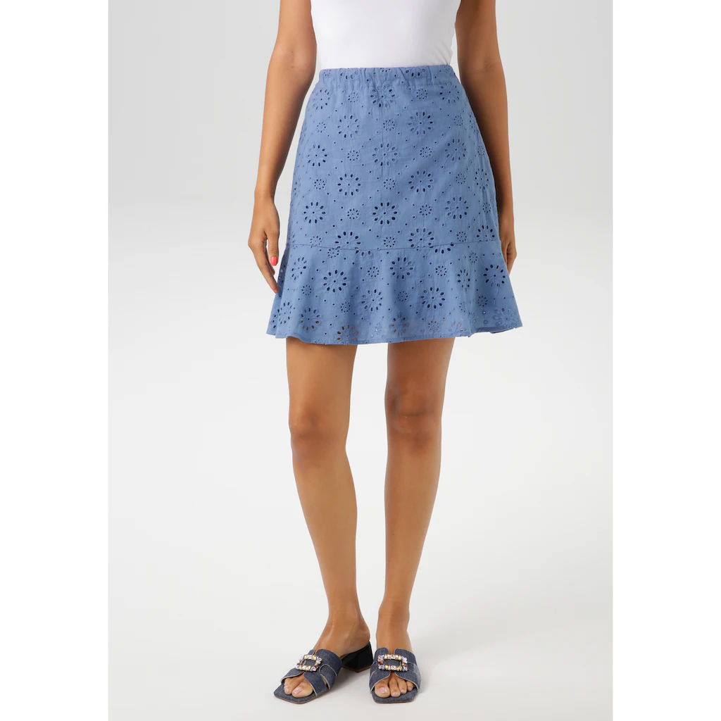 Aniston CASUAL Minirock mit floraler Lochstickerei verziert - NEUE KOLLEKTION