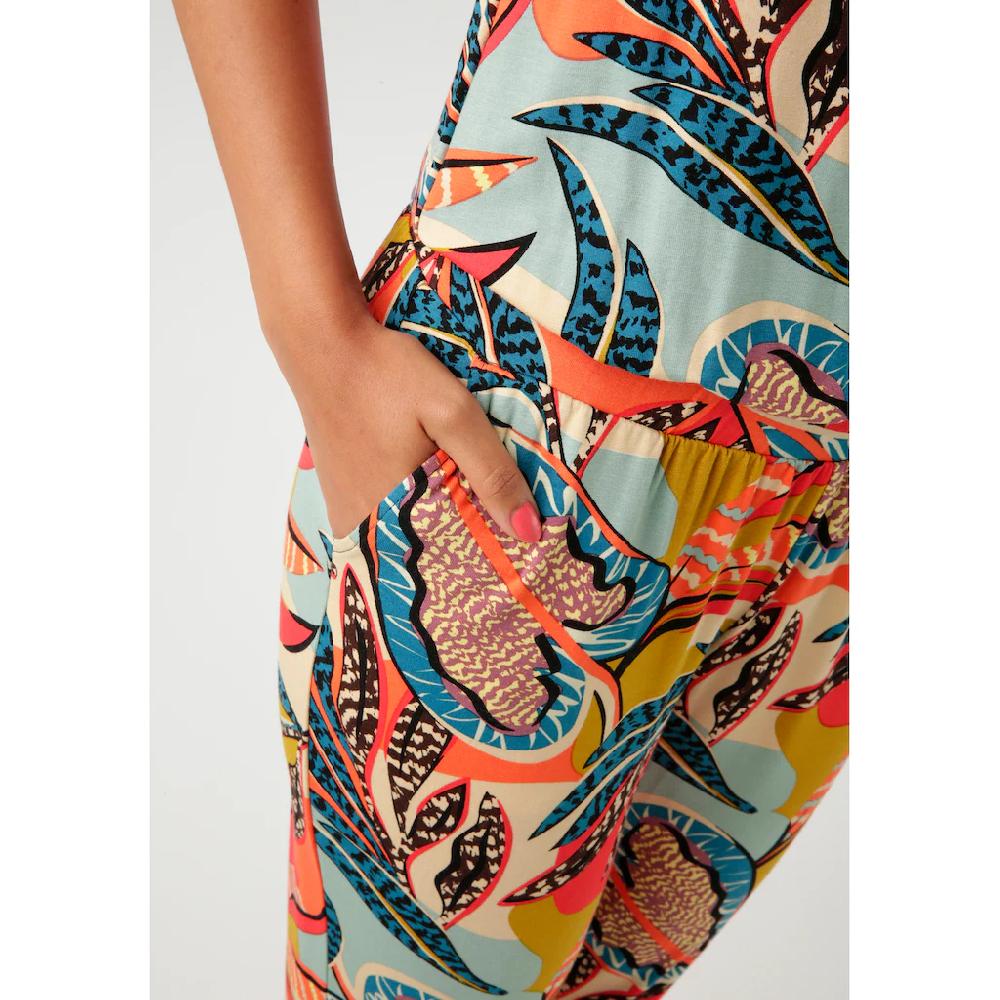 Aniston CASUAL Overall Mit Farbenfrohen Extravaganten Blättern Bedruckt - NEUE KOLLEKTION