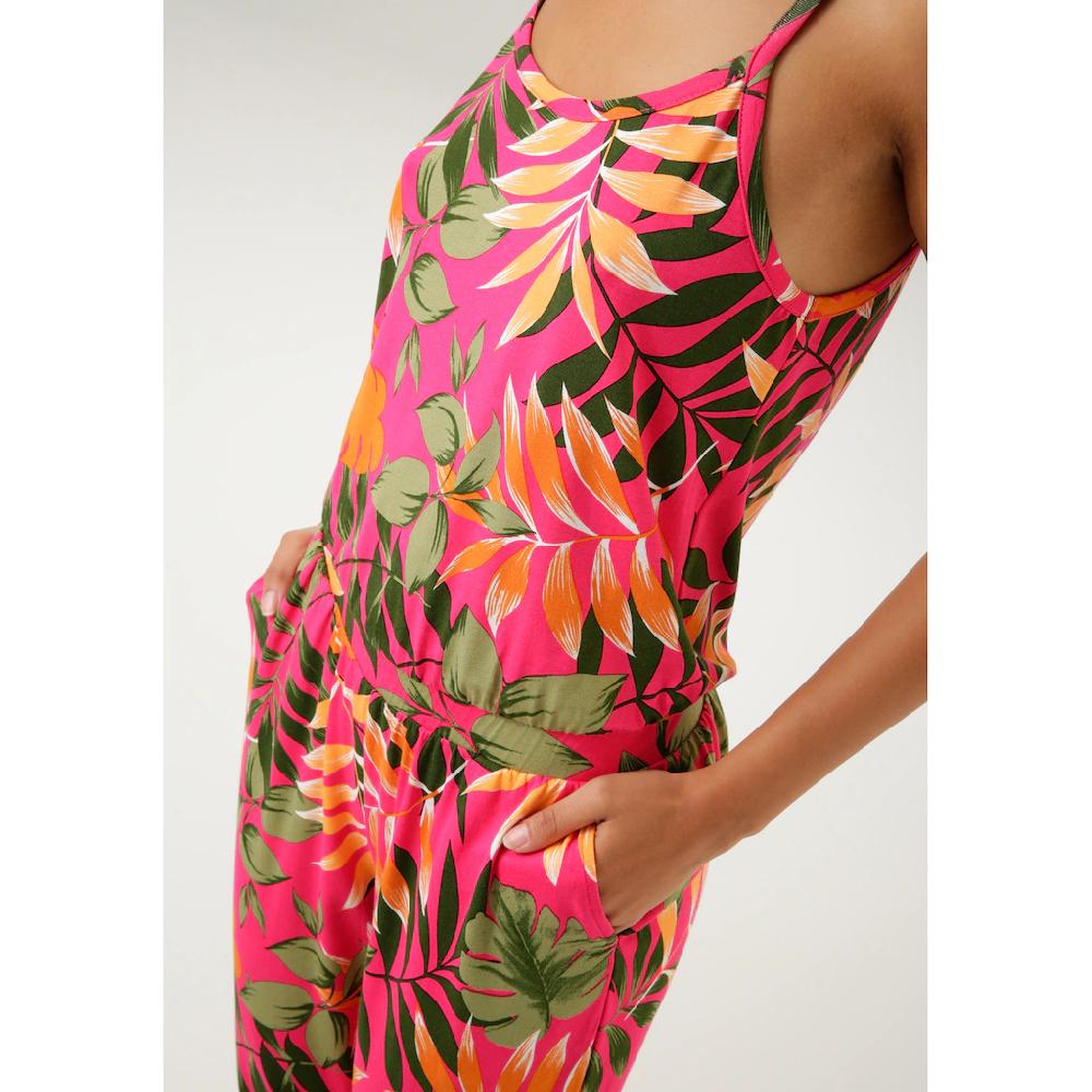 Aniston CASUAL Overall Mit Farbenfrohen Großflächigen Blättern Bedruckt