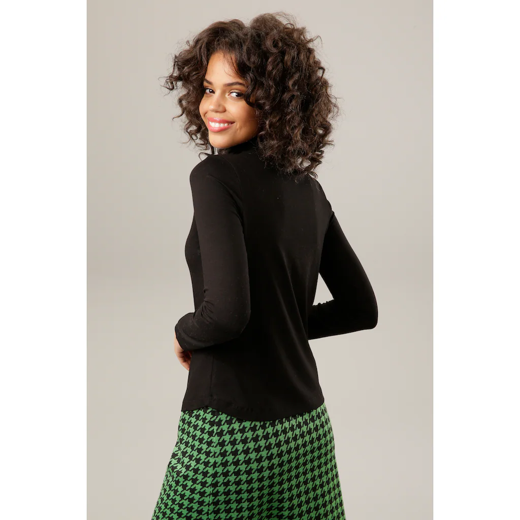 Aniston CASUAL Rollkragenshirt In Schwarz-bunt-bedruckt Oder 4 Trendigen Unis