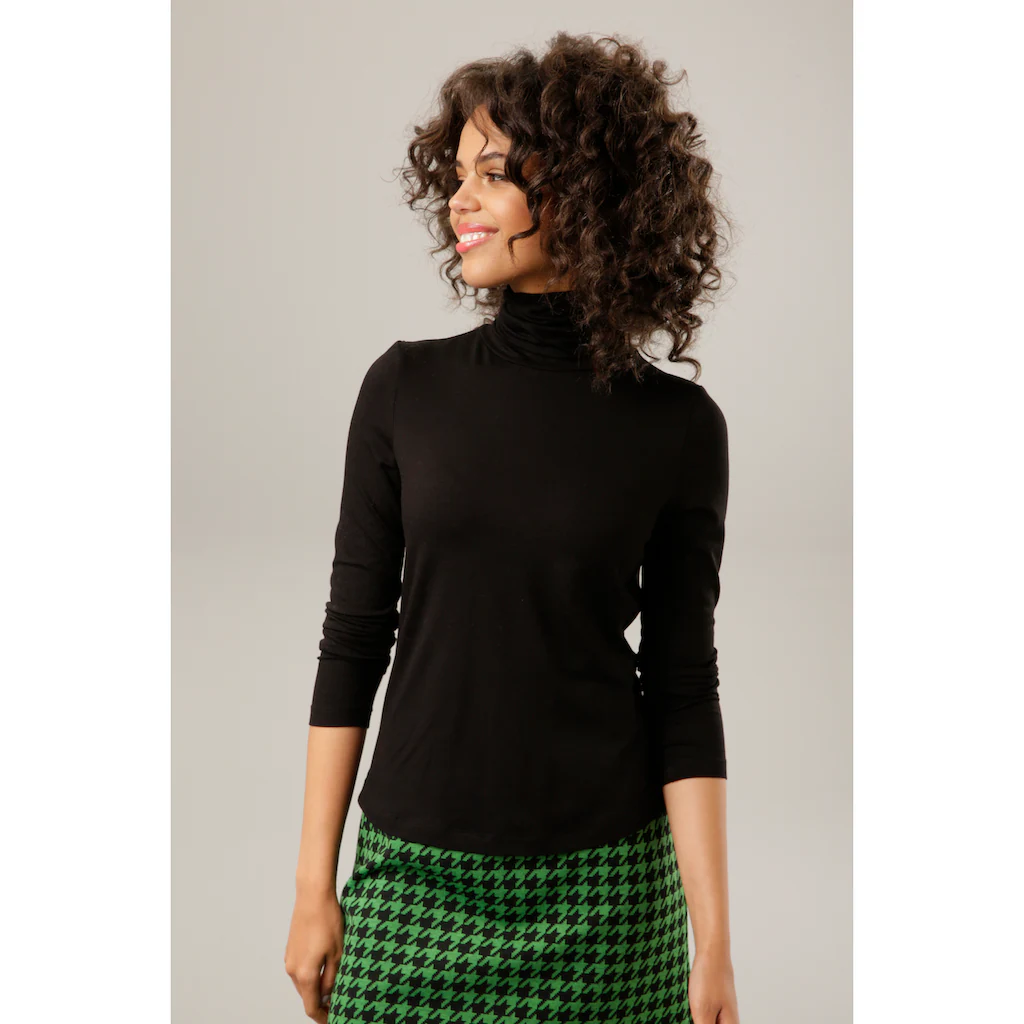 Aniston CASUAL Rollkragenshirt in schwarz-bunt-bedruckt oder 4 trendigen Unis