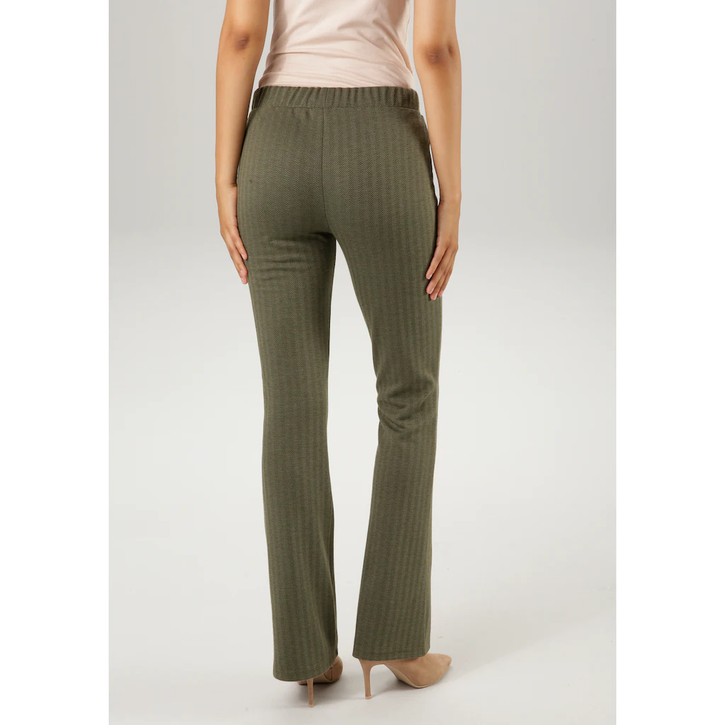 Aniston CASUAL Schlaghose Mit Farbharmonischem Fischgrat-Muster