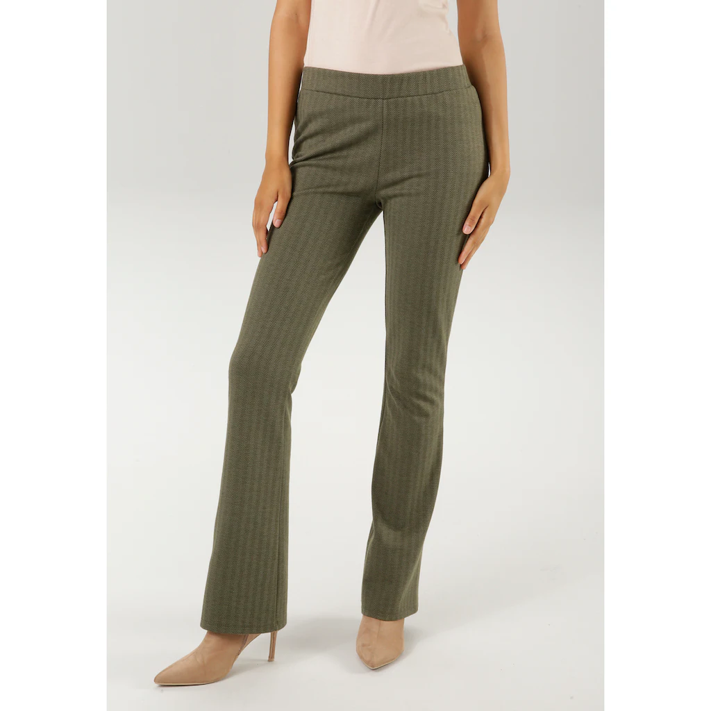 Aniston CASUAL Schlaghose mit farbharmonischem Fischgrat-Muster