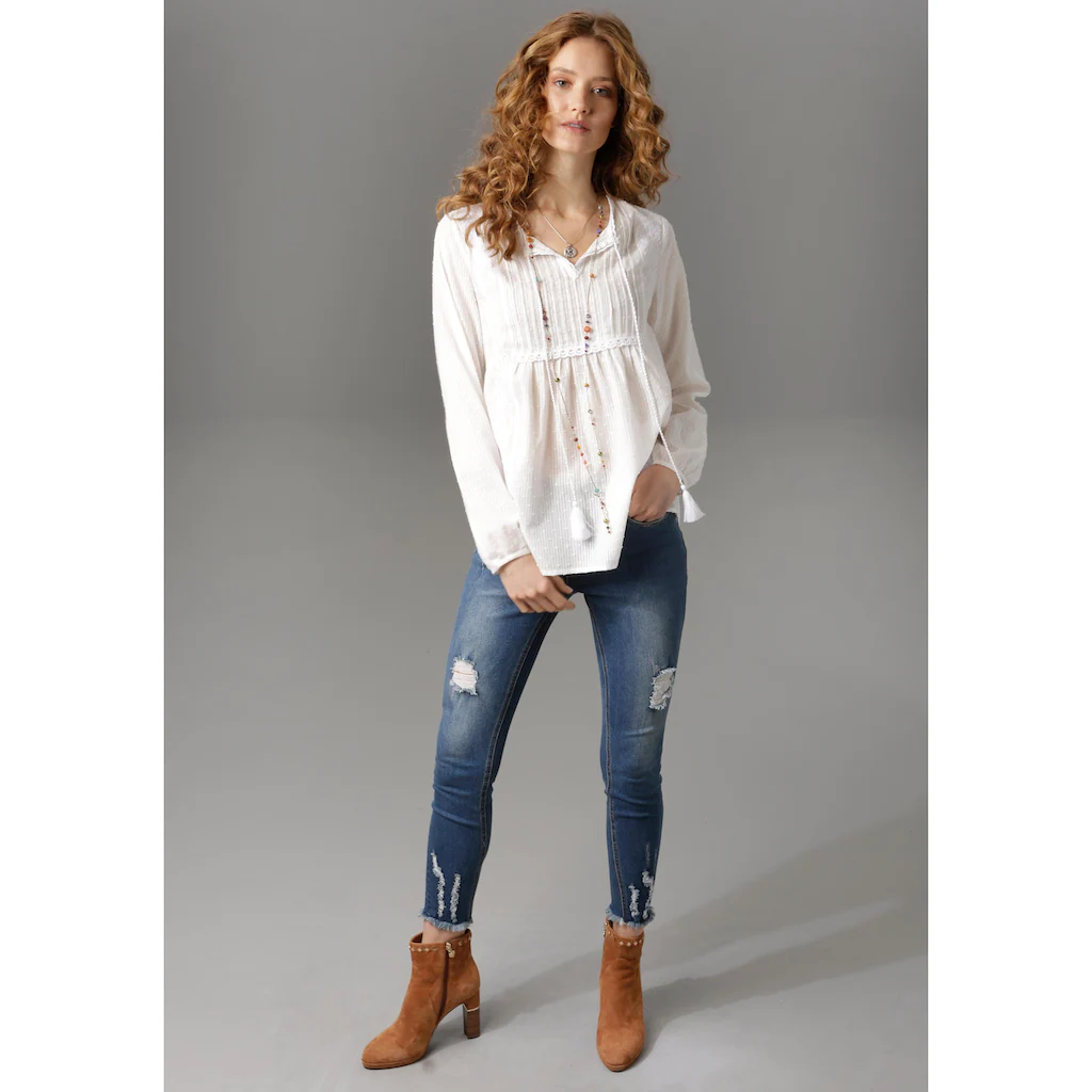 Aniston CASUAL Schlupfbluse Aufwändige Stickerei Und Spitzenverzierung