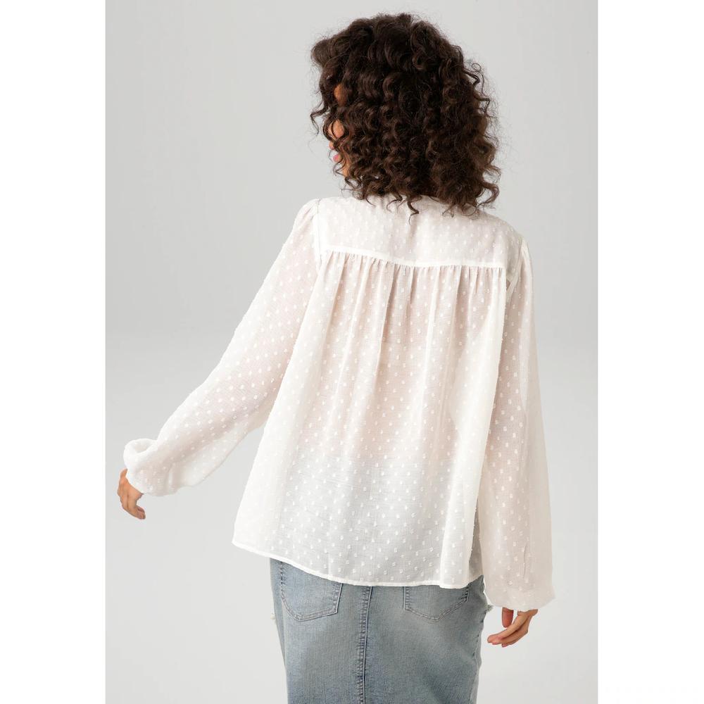 Aniston CASUAL Schlupfbluse Mit Aufwändig Bestickter Passe Und Spiegelverzierung - NEUE KOLLEKTION