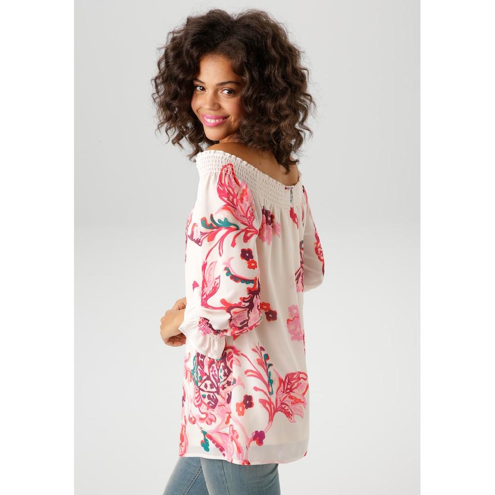 Aniston CASUAL Schlupfbluse Mit Extravagantem Blumendruck- Jedes Teil Ein Unikat - NEUE KOLLEKTION