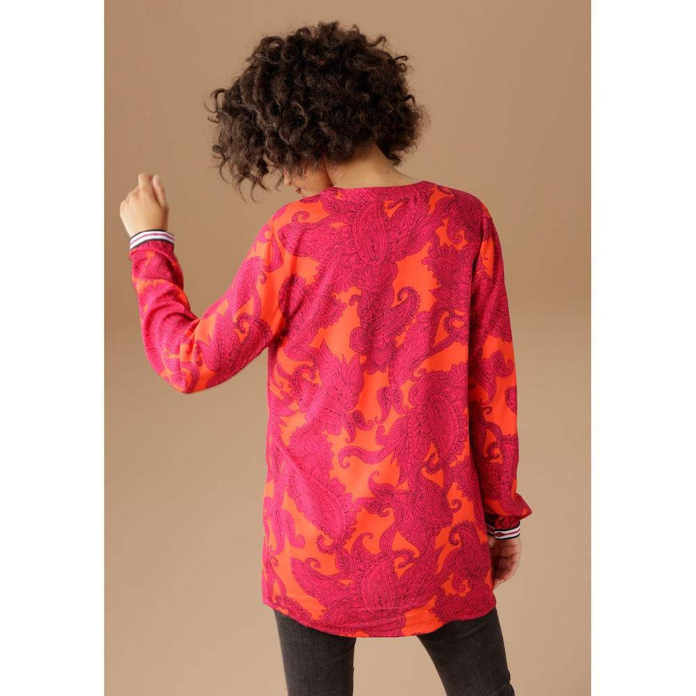 Aniston CASUAL Schlupfbluse Mit Farbenfrohem Großflächigem Ornament-Druck