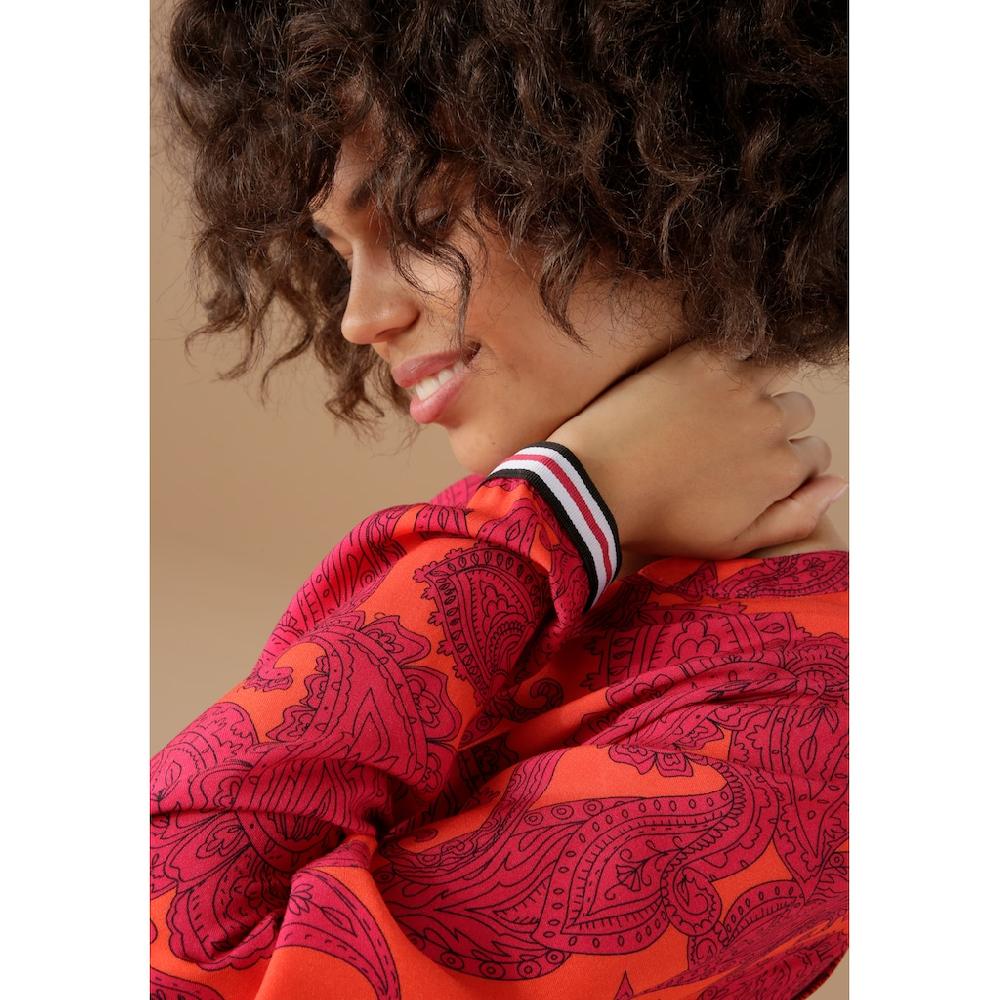 Aniston CASUAL Schlupfbluse Mit Farbenfrohem Großflächigem Ornament-Druck