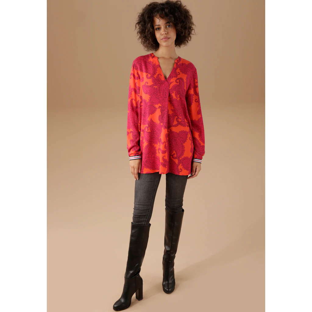 Aniston CASUAL Schlupfbluse Mit Farbenfrohem Großflächigem Ornament-Druck