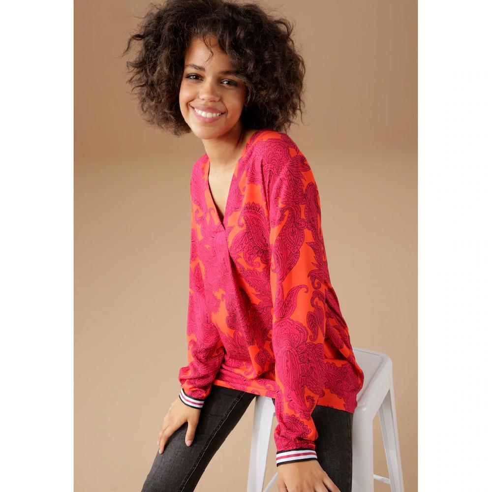 Aniston CASUAL Schlupfbluse mit farbenfrohem großflächigem Ornament-Druck
